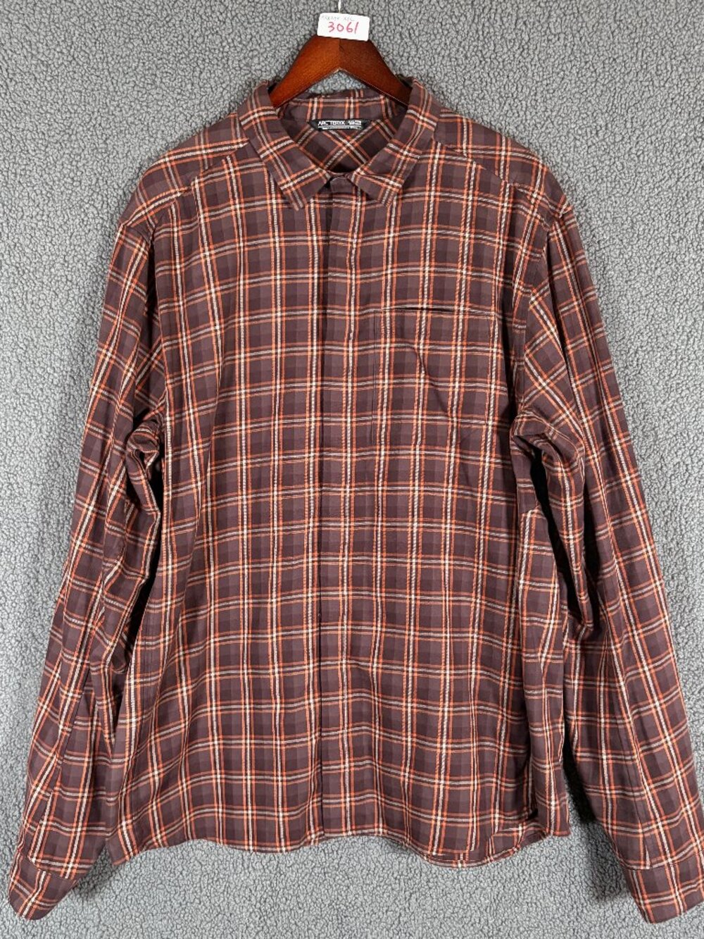 Arc'teryx Bernal Flannel Long Sleeve Snap Button Shirt - Men's Size XXL - Brown